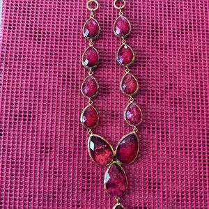 Statement Red Teardrop Gem Necklace - Unbranded